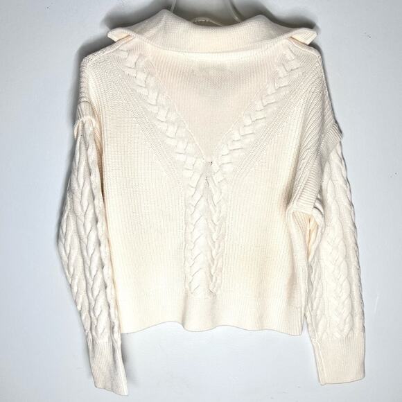 La Ligne  Bastien Cable Knit 1/2 Zip Wool Pullover Sweater Cream Ivory Sz XS - Picture 6 of 6